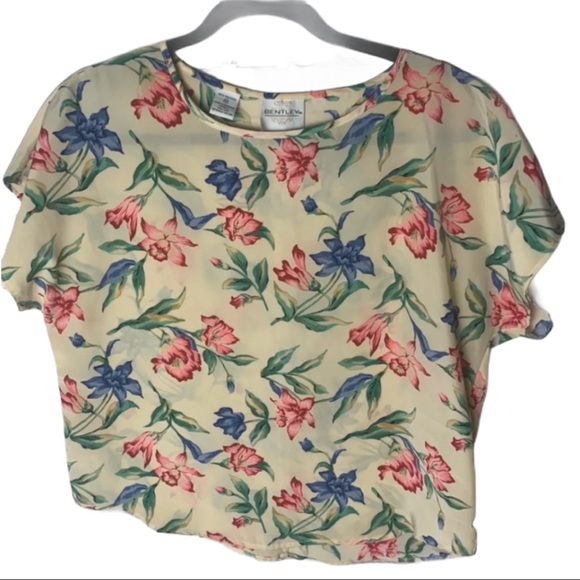 T.R Bentley Yellow Floral Cap Sleeve Top - Picture 1 of 4